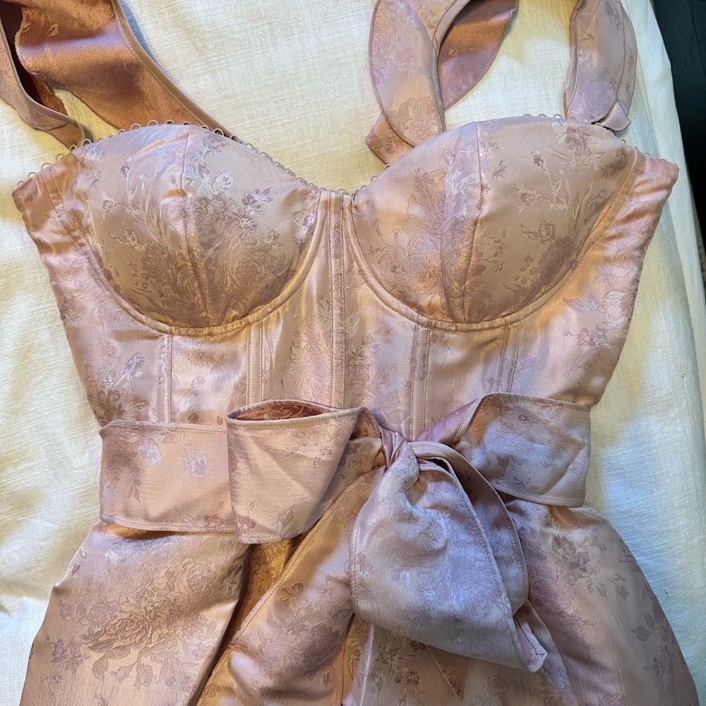 V. Chapman The Veronica Dress in Light Pink Windsor Brocade - Picture 7 of 12